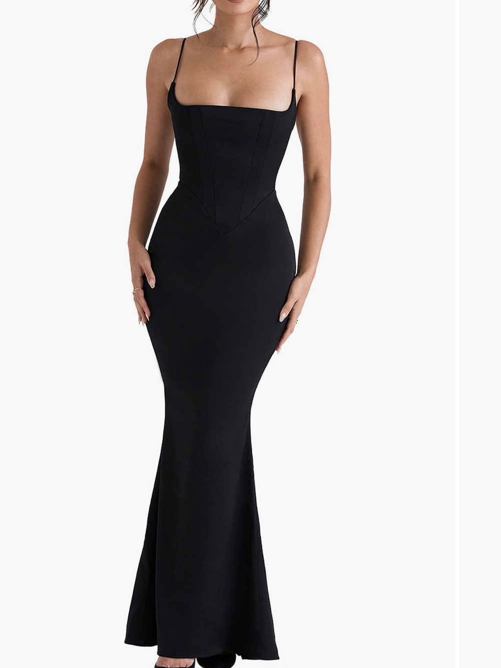 House of CB Black Corset Mermaid Maxi Dress